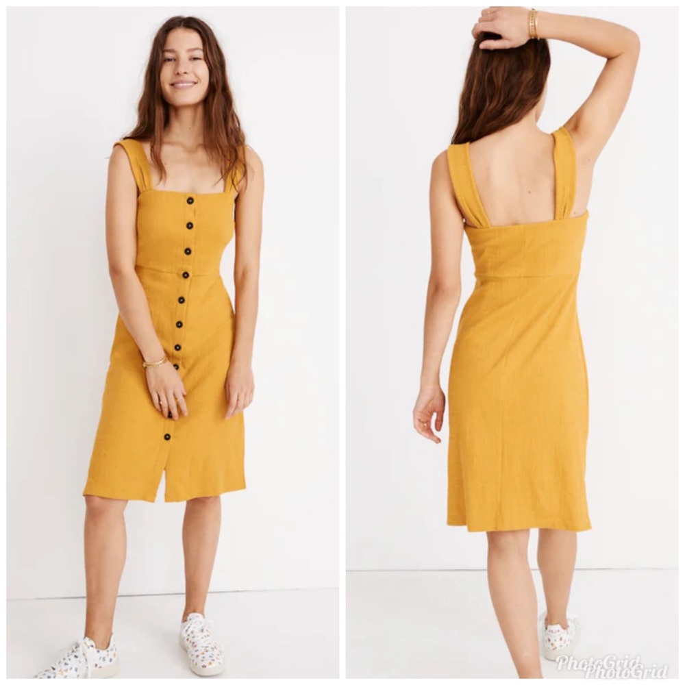 Madewell button-front tank dress mustard yellow style L3301 2X new with tag